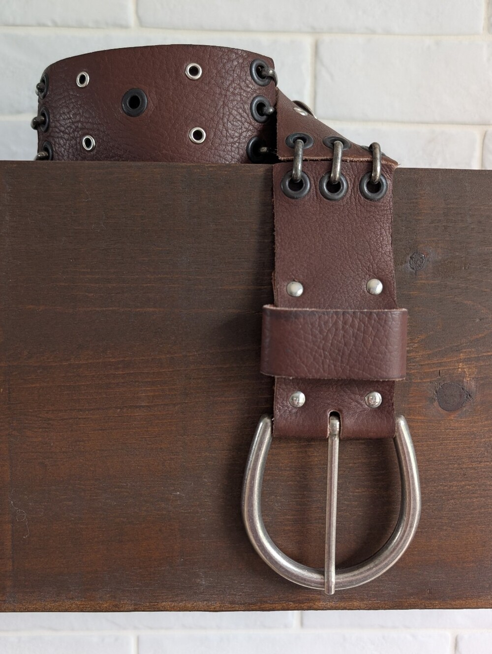 Wide Very Soft Brown Real Leather Brown Belt Silver Canada Buckle